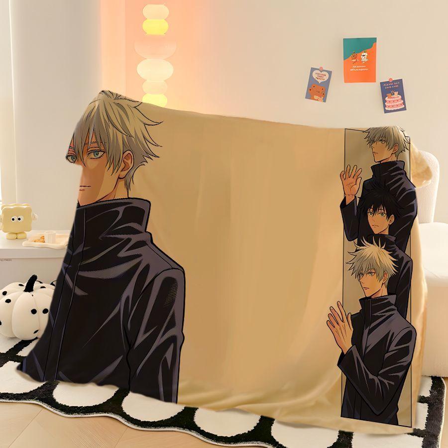 Cool Jujutsu Kaisen Gojo Satoru creative anime cartoon printed pattern fashion personality soft skin-friendly flannel blanket