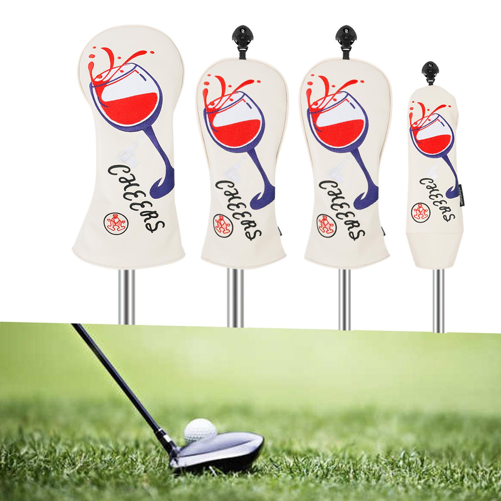 

4Pcs Golf Club Head Covers, Wood Headcover with Number Tag, Waterproof Driver Cup White