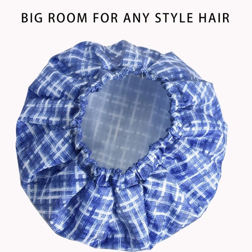Waterproof Double Layer Bath Cap Anti-Fouling Shampoo Cap Print Hat Shower Cap  Swimming