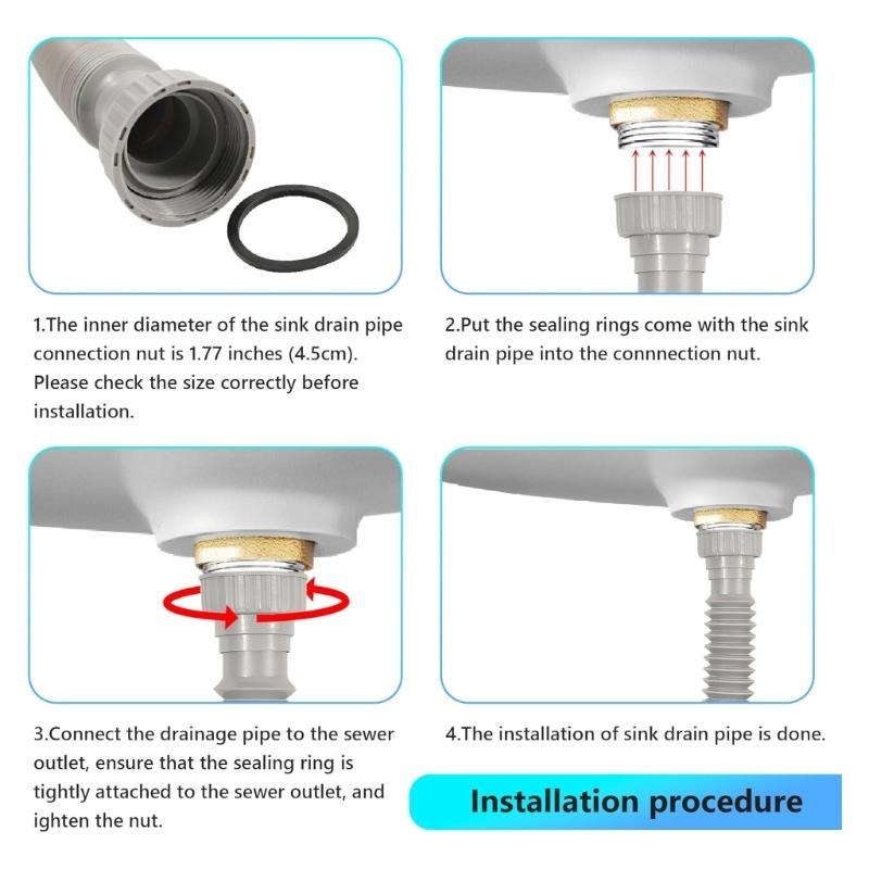 Adjustable Sink Drain Pipe Flexible P Trap Kit Strong Under Sink Plumbing Leak Proof Sink Drain for Bathroom Kitchen