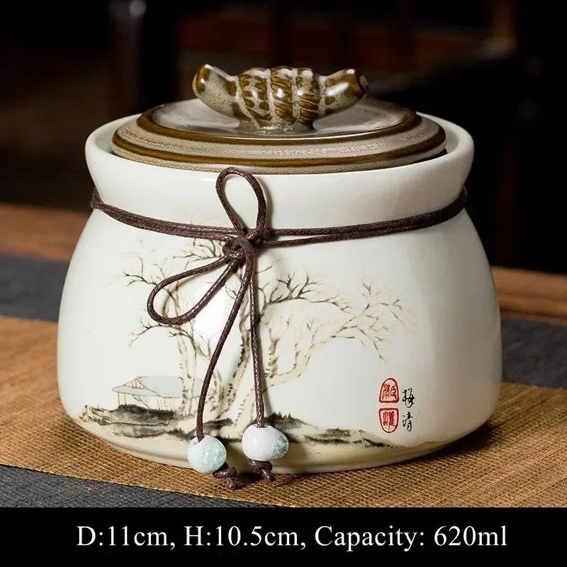 Canister for Loose Tea, Chinese Porcelain Puer Tin, Caddy, Ceramic Canister, Airtight Coffee, Household Jar, Storage Container