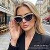 European and American fashion cat's eye diamond-encrusted sunglasses, retro personalized large-frame UV-proof ins diamond-encrusted sunglasses