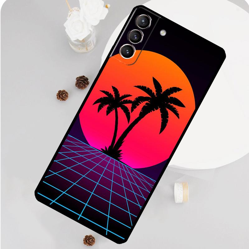 Retrowave Neon Palms Tree Phone Case For Samsung Galaxy S26 S25 S24 S20 S21 S22 S23 Ultra S10 Plus S25 FE Funda Cover