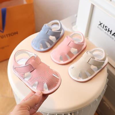 Summer New Style Baby Sandals 0-1-2 Years Old, Infant Toddler Walking Squeaky Shoes, Soft-Soled Closed-Toe Design.