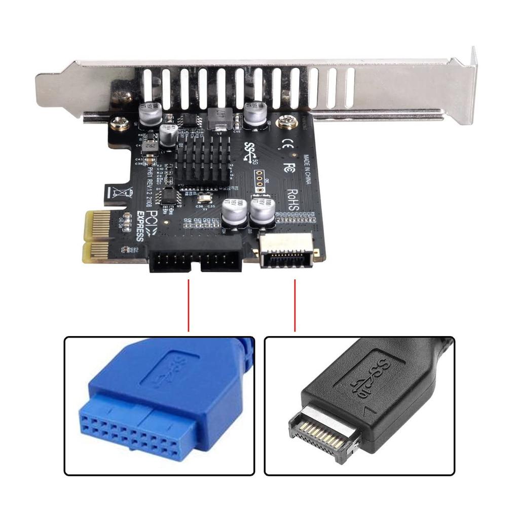 5Gbps Type-E USB 3.1 Front Panel IDC Socket & USB3.0 20Pin to PCI-E 1X Express Card VL805 Adapter for Desktop Motherboards