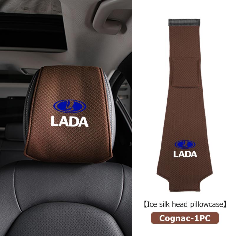 Car Seat Back Headrest Ice Silk Support Pad Head Pillow Covers For Lada Niva Vesta 4X4 Samara Kalina Largus Priora Granta
