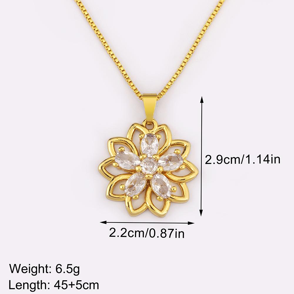 Nidin Light Luxury Heart/Flower Shape Elegant Aesthetic Charm Pendant Necklace For Women Men Birthday Party Jewelry Accessories