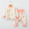 Spring & Autumn Pure Cotton Baby Underwear Set - High Waist Belly Protection Top & Trousers, Tagless for Newborns