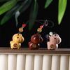 Creative Sandalwood Zodiac Horse Keychain Pendant Mobile Phone Hanging Decor Cute Wooden Artifacts Small Ornament Couple Gifts
