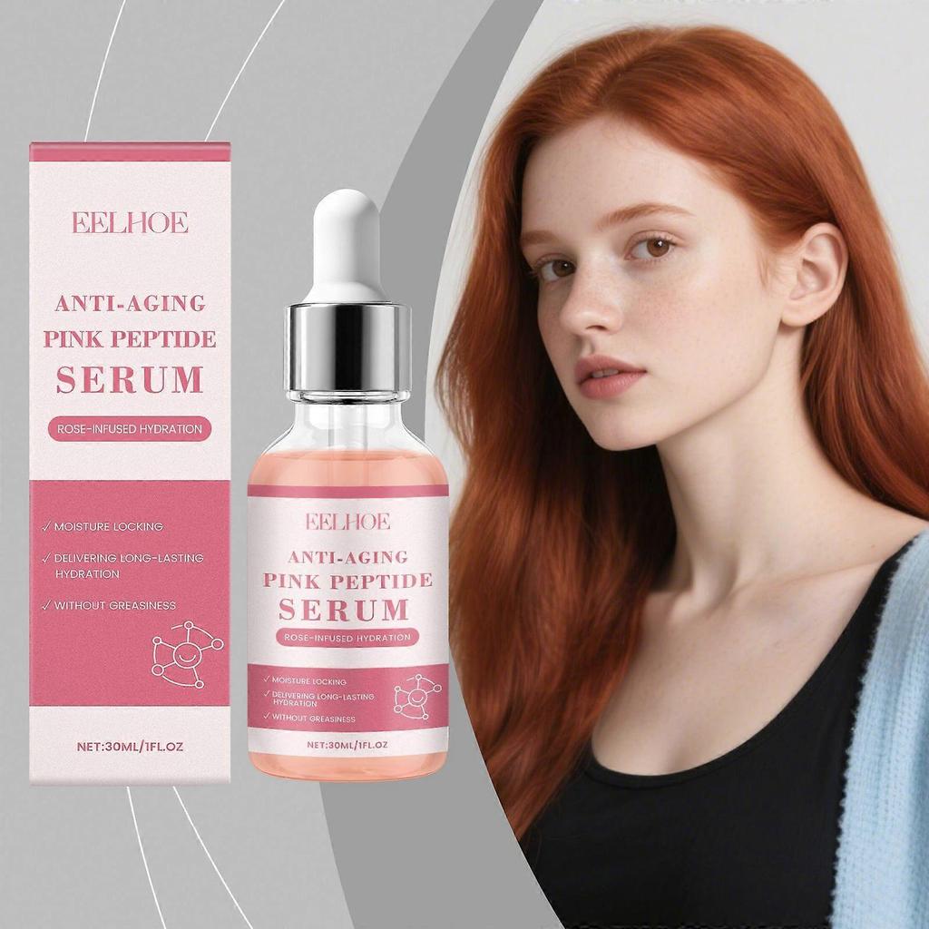 Pink Peptide Serum for Face, Glow Facial Serum Anti Aging Skincare Hydrating Plumping & Lifting Skin, Improves Elasticity, Smooths Fine Lines & Wrinkl