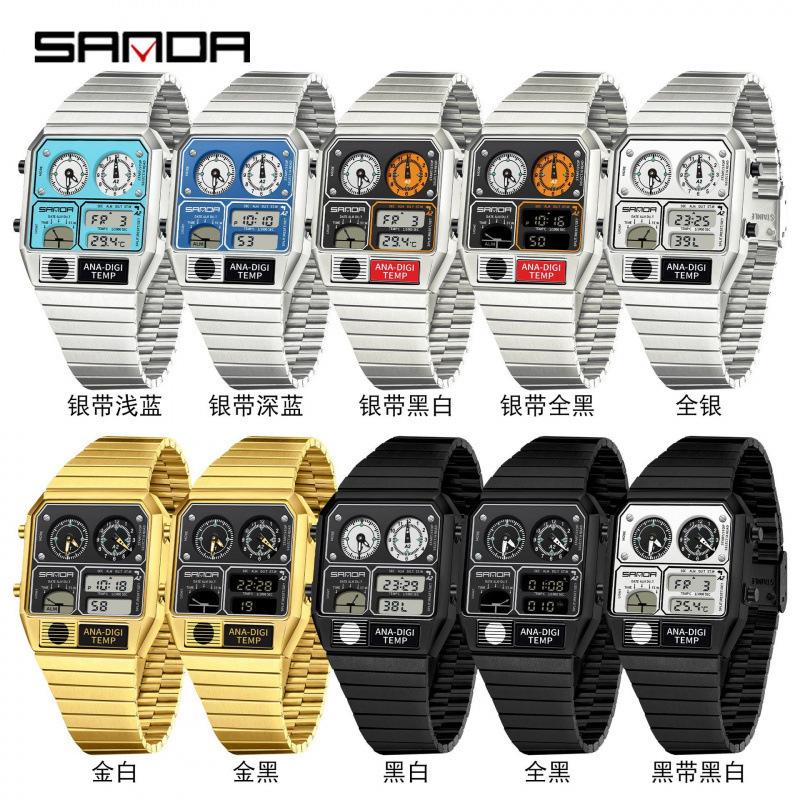 Electronic Watch Men'S Youth Leisure Multi-Function Temperature Measurement Stopwatch Chronograph Electronic Watch