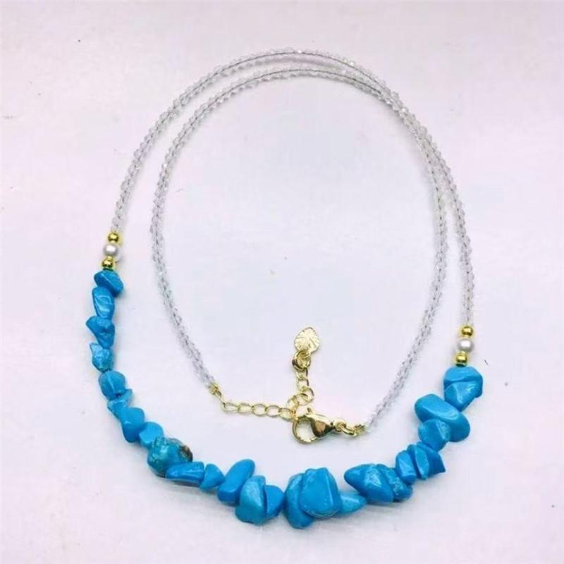 Natural strawberry crystal gravel necklace ice-through pink peach blossom strawberry crystal collarbone chain fashionable irregular and fresh