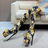 Sexy Flower Over the Knee Boots Female Platform Ultra 19cm High Heels Stripper Boots Women Nightclub Fetish Party Dance Shoes