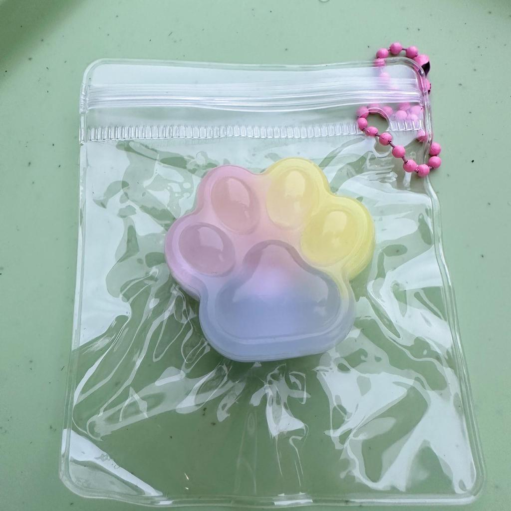 Mini Cat Paw Squishy Toy - Slow Rebound Silicone Stress Relief Pendant for Kids