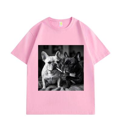 Bulldog Francese Che Fuma Divertente Meme Grafica Magliette Uomo Donna Moda Vintage Manica Corta T-shirt Estive Cotone Magliette