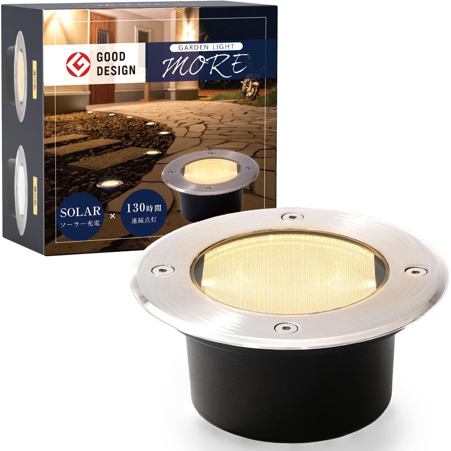 

HAPPYJOINT More Solar Light, Recessed Garden Light, Outdoor, Waterproof, Stainless Steel, Warm White, Automatically Turns On, LED, for Garden,