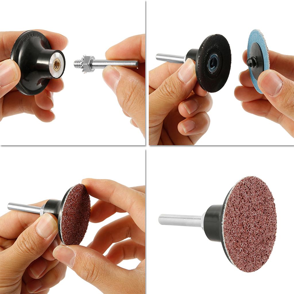 51PCS Aluminium Oxide Sanding Disc Set Quick Change A/O Sanding Disc for Polishing Deburring Rust Paint 2 Inches