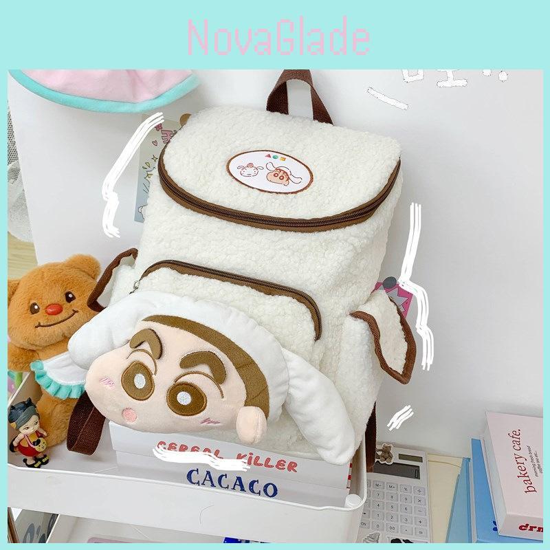Crayon Shin Chan Plush Cartoon Backpack For Girls With Large Capacity And Zipper Closure