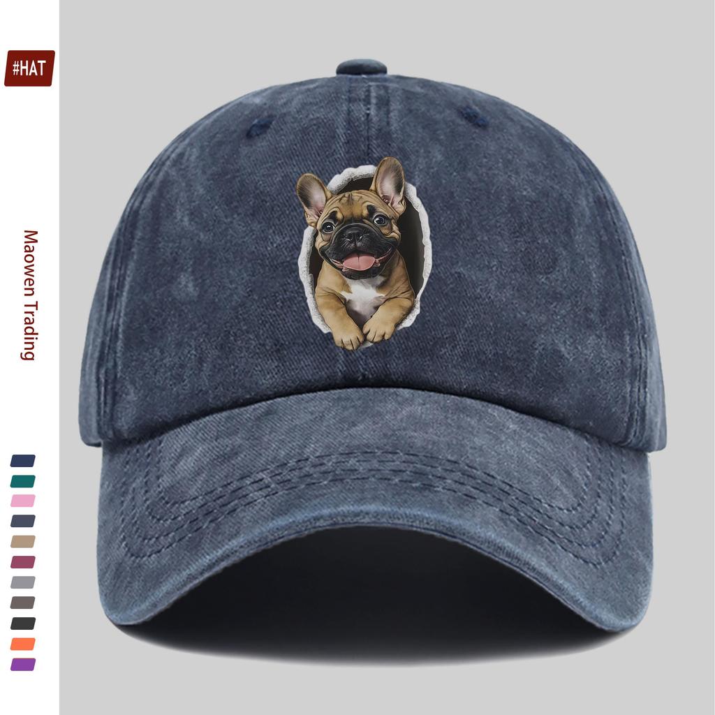 Pc Fashion Puppy Wall Hole Print Baseball Cap Casual Design Decor Hat for Pet Lovers Comfortable Lightweight Sun Hat with Adj