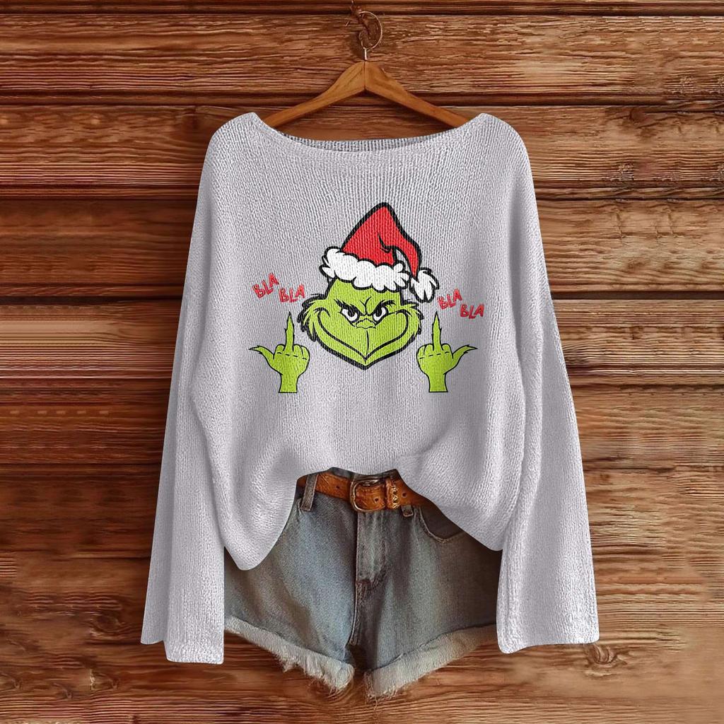 Women's Fashion Long Sleeve Christmas Snowman Snowflake Print Jacket Cardigan