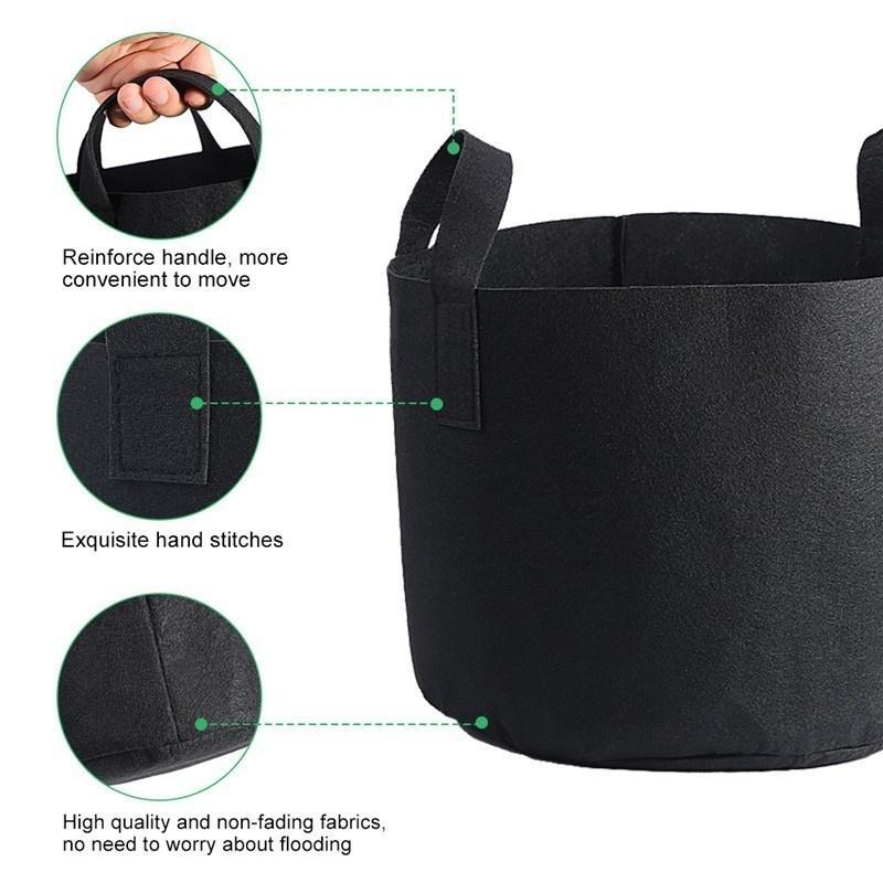 1/2/3/5/7/10 Gallon Black Plants Growing Bag Vegetable Flower Aeration Planting Pot Container PH