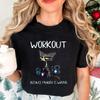 Women's Casual T-Shirts Graphic Tee BLACK CAT WORKOUT BECAUSE MURDER IS WRONG Print T-Shirts Casual Tee Comfortable Clothes
