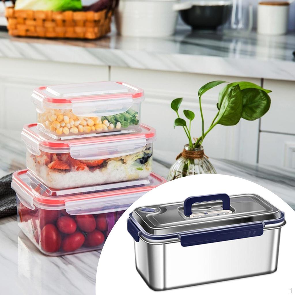 Stainless Steel Lunch Box Food Container Rectangle Stackable Lightweight Refrigerator Storage