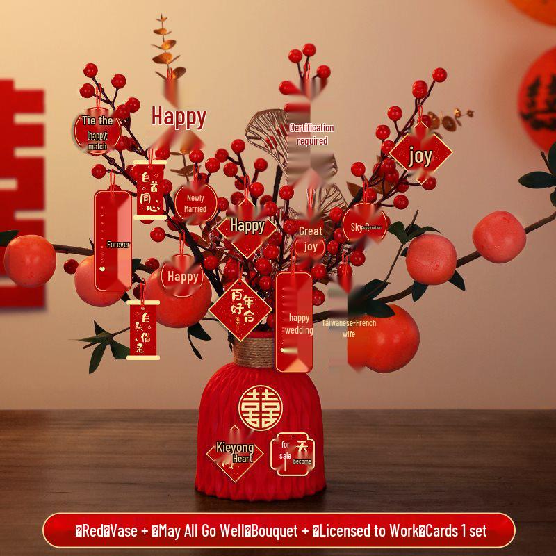 Bridal Wedding Gift Potted Plant Ornament for Living Room or Engagement Banquet Decor