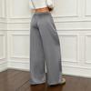 Women High Waist Loose Fit Wide Leg Pants Soft Flowing Fabric Relaxed Casual Trousers with Drawstring Waistband for Daily Wear