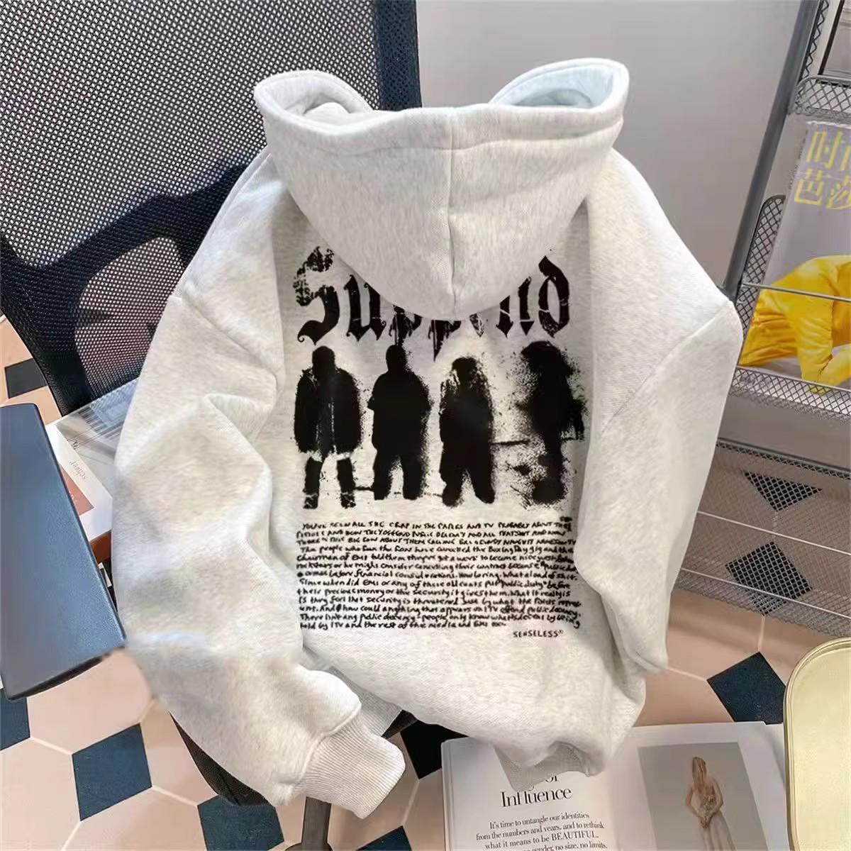 Men s Hip Hop Heavyweight Hoodie: European & American Street Style, Autumn/Winter Fleece Lined, Trendy Vibe, Unisex. Gray - Regular