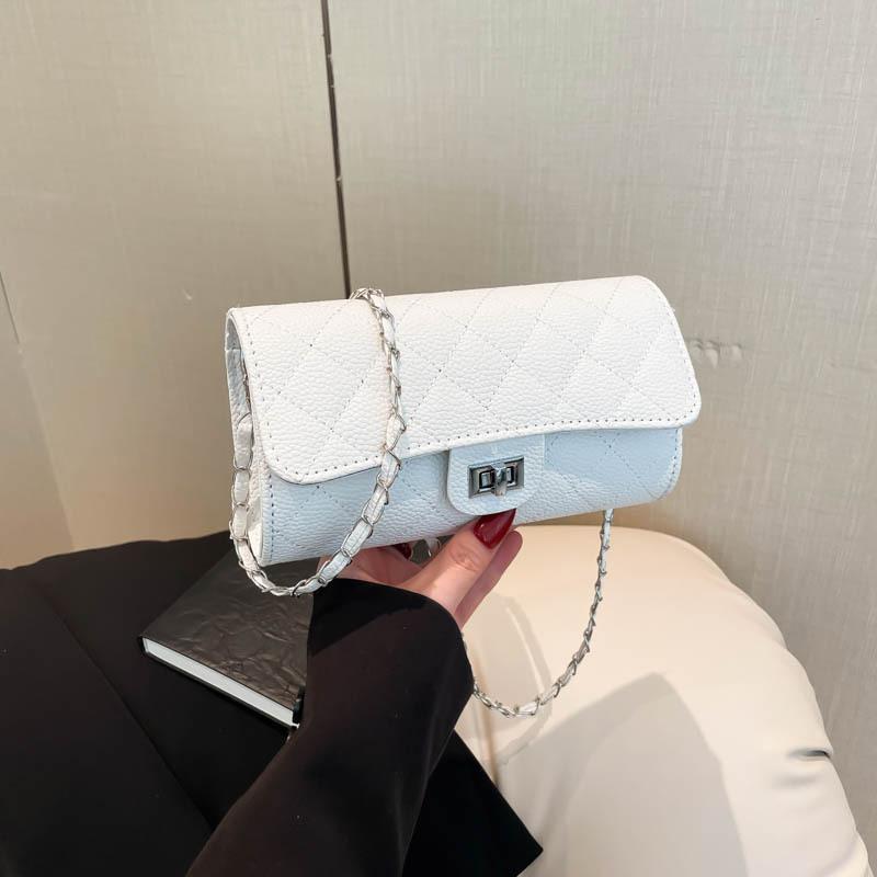 New diamond chain bag, fashionable and simple shoulder bag, high-end tofu bag, cowhide underarm bag, women's messenger bag tide
