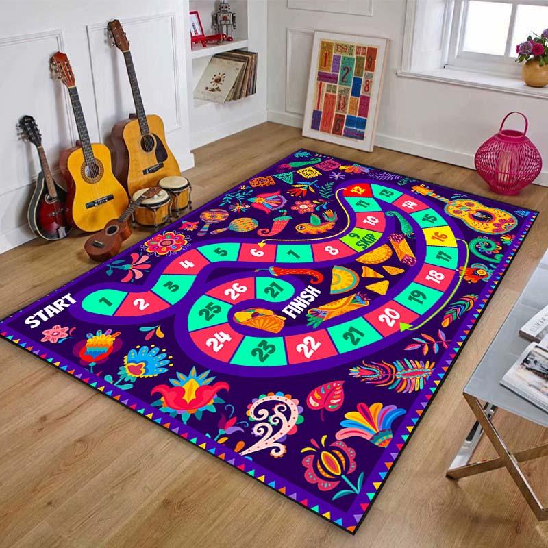 Game Snakes and Ladders Pattern Floor Rug Carpets Living Room Bedroom Bedside Bathroom Floor Mat Area Rug Kids Room Play Mat