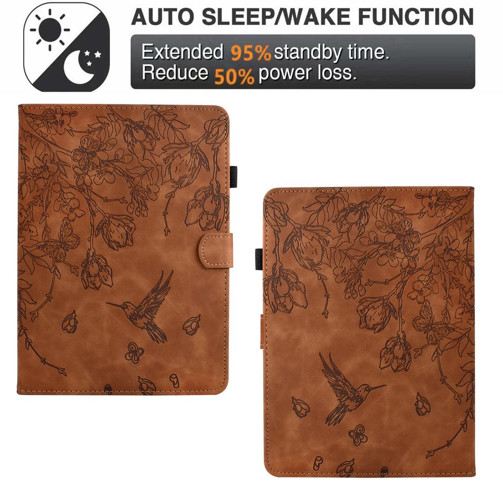 For Amazon Kindle Paperwhite (2024) Case Flower Bird Imprinted Card Holder Leather E-Reader Cover