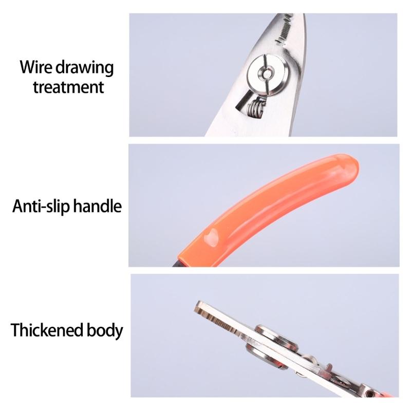 Professional 4 Port Fiber Cable Stripping Tool Adjustable Jaw Spring Mechanism Kevlars Shear Function