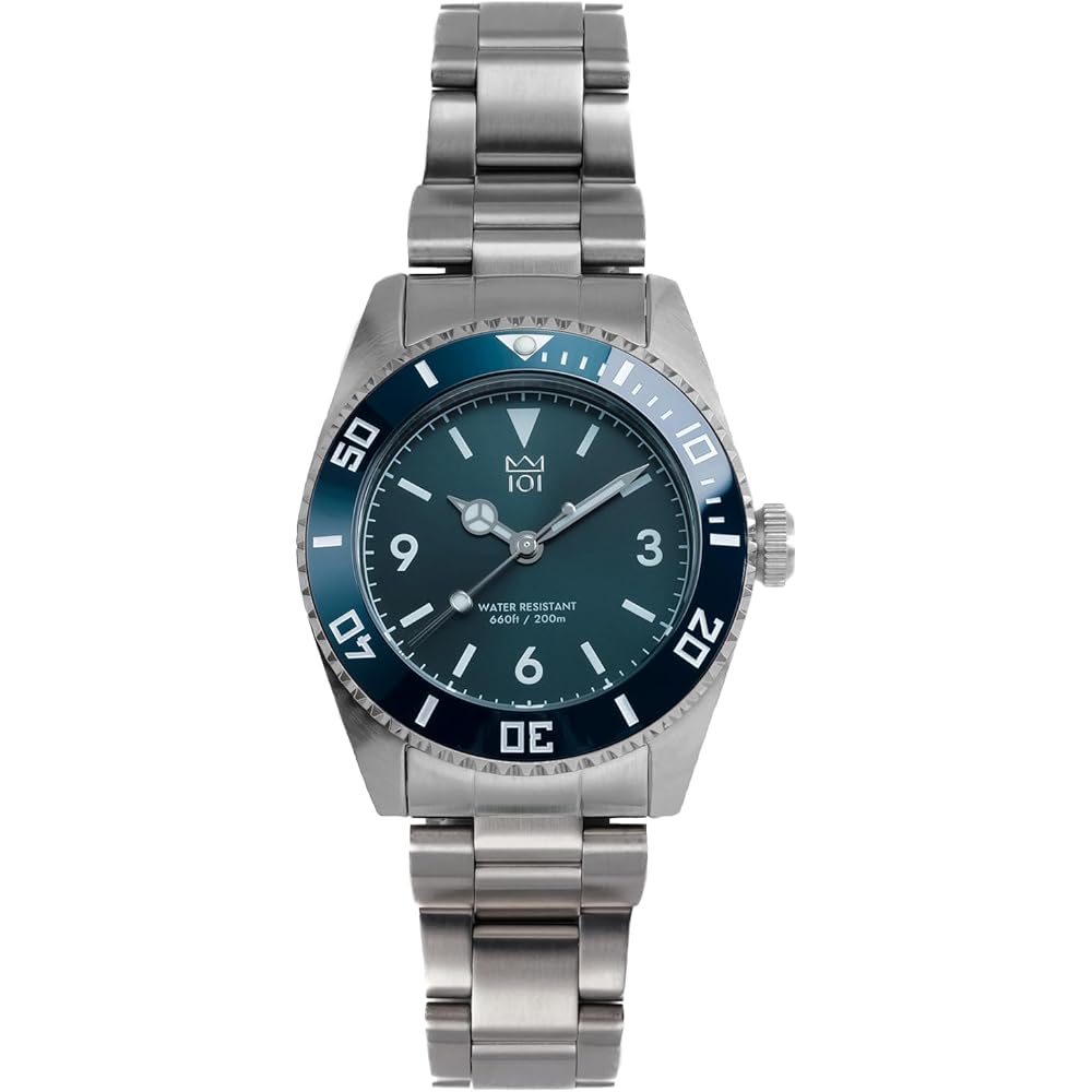 Hyakuichi 101 Model 15S 38mm Sweep Second Diver s Watch Ceramic Bezel Non-Date Deep Aqua