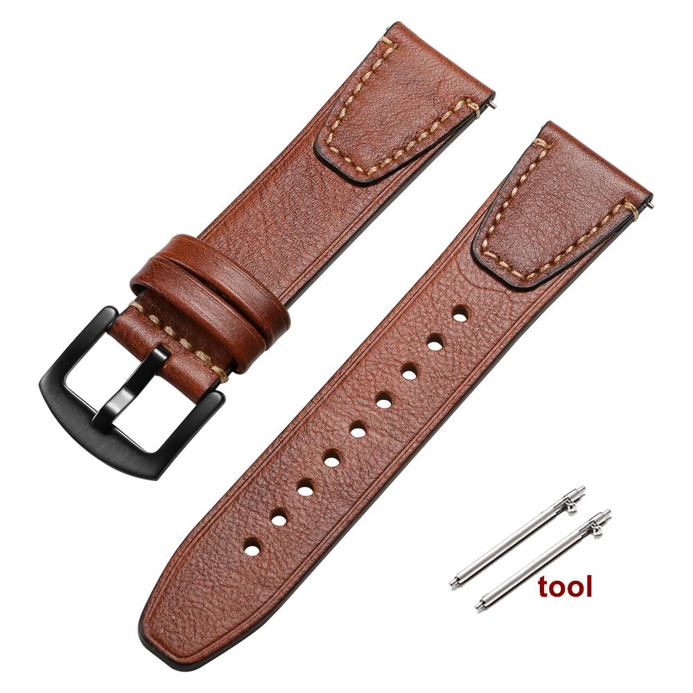 Vintage Brown Genuine Leather Watch Band Quick Release Retro Oil Wax Calfskin Strap for Seiko for Rolex 18mm 20mm 22mm Wristband