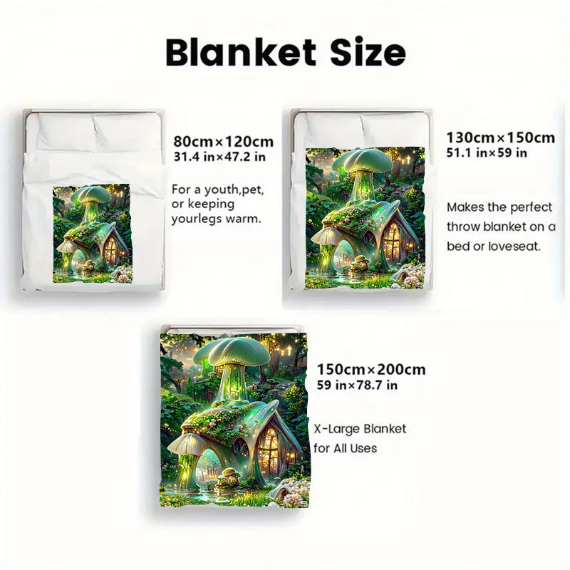 green mushroom forest 2D Flat Pattern Flannel Blanket High quality All Seasons Warmth and Comfort Perfect for Christmas Gifts.MMT0918432