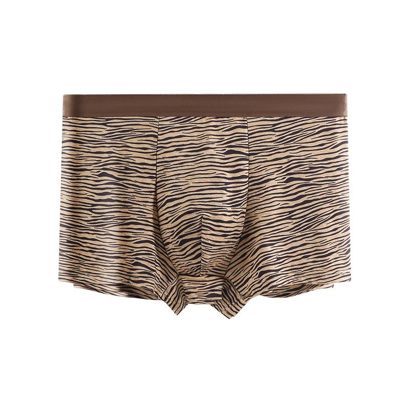 Leopard Print Ice Silk Men's Mid-Waist Boxer Briefs - Comfortable, Stylish, and Sexy for All Seasons