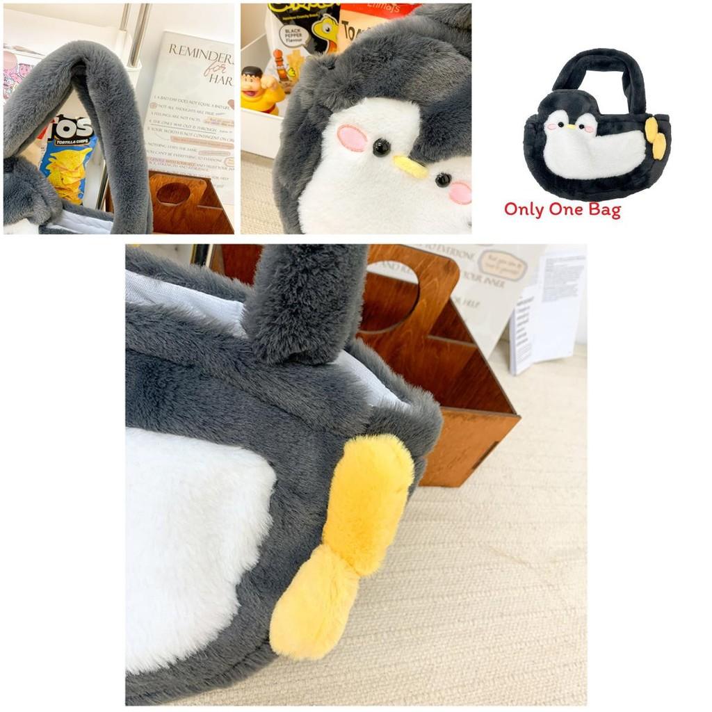 Plush Penguin Handbag With Inner Zipper Pocket For Women