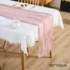 Boho Gauze Table Runner Crinkled Cheesecloth Reusable 14ft Long for Holiday Gathering Rustic Wedding Decor