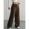 Corduroy-Textured Women's High-Waisted Wide-Leg Pants | Relaxed Fit, Side Pockets & All-Season Comfort, Machine Washable Beige Trousers