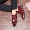 Young men's formal leather shoes men's laces British Korean version business men's shoes pointed low-top casual shoes groom's wedding shoes