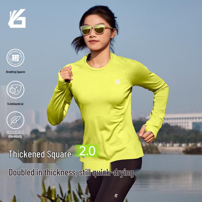 

Yuebu Women s Thickened Breathable Grid Long Sleeve Running T-Shirt M