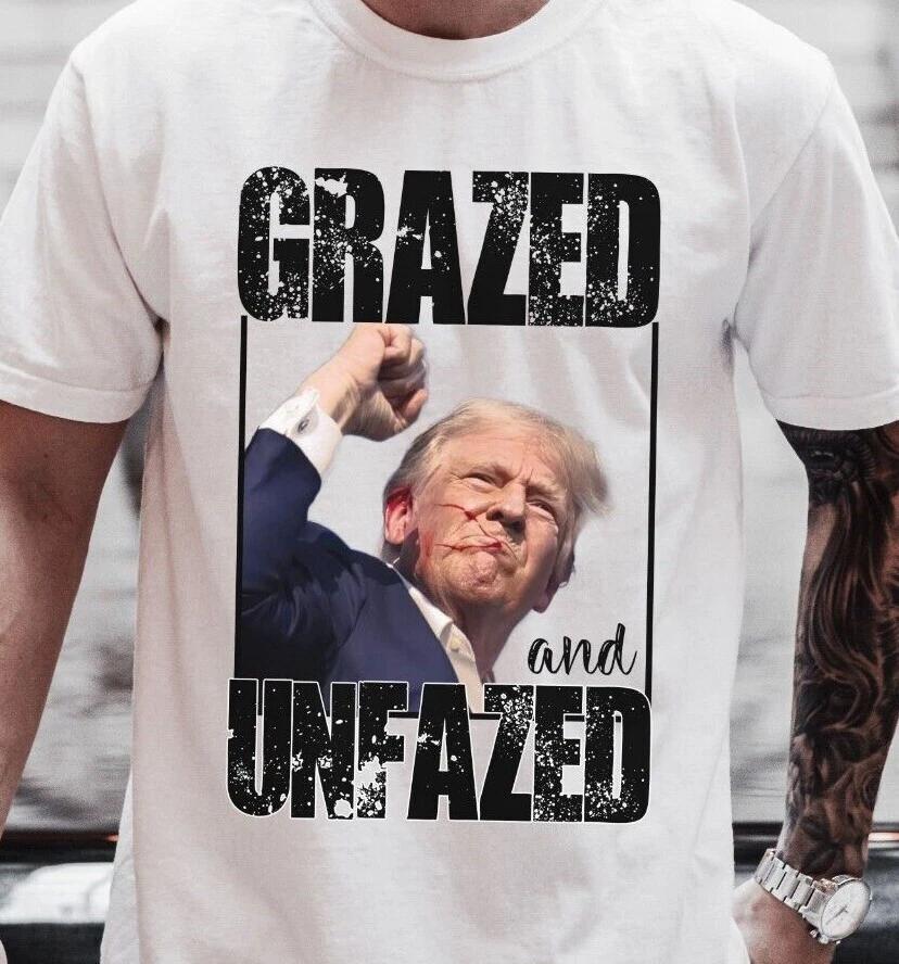 GRAZED & UNFAZED Donald Trump Shooting T-Shirt onPremium Comfort Colors 1717 Tee M