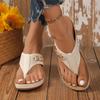 Vintage Wedge Flip Flops for Women 2025 Metal Decor Clip Toe Thick Sole Sandals Woman Lightweight Non Slip Casual Sandles 43
