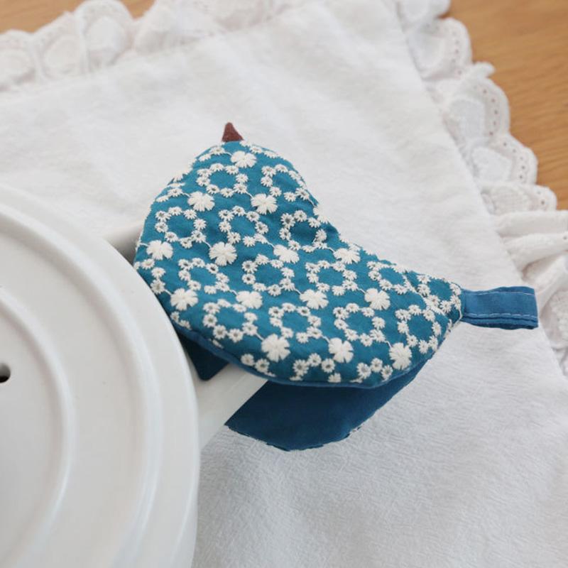 1Pc Embroidery Pattern Thermal Insulation Cotton Pot Clamp Creativity Heat-resistant Anti-scald Bird Pot Lid Cap Anti Scald Cover