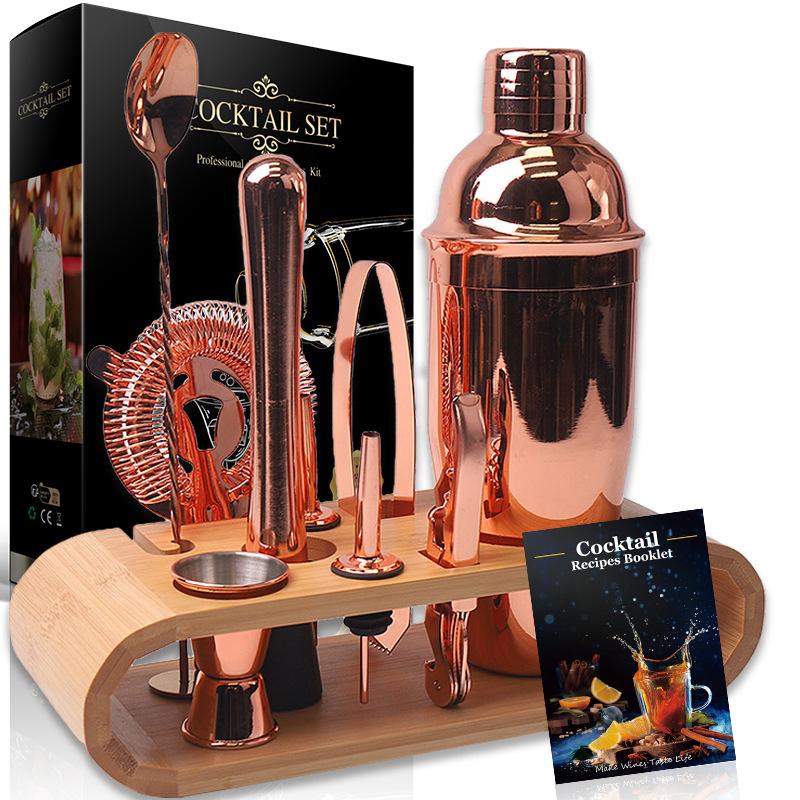 Mixology Barkeeper-Set 10-teiliges Barwerkzeug-Set mit stilvollem Bambusständer Perfektes Heim-Barkeeper-Set Martini Cocktail Shaker Set