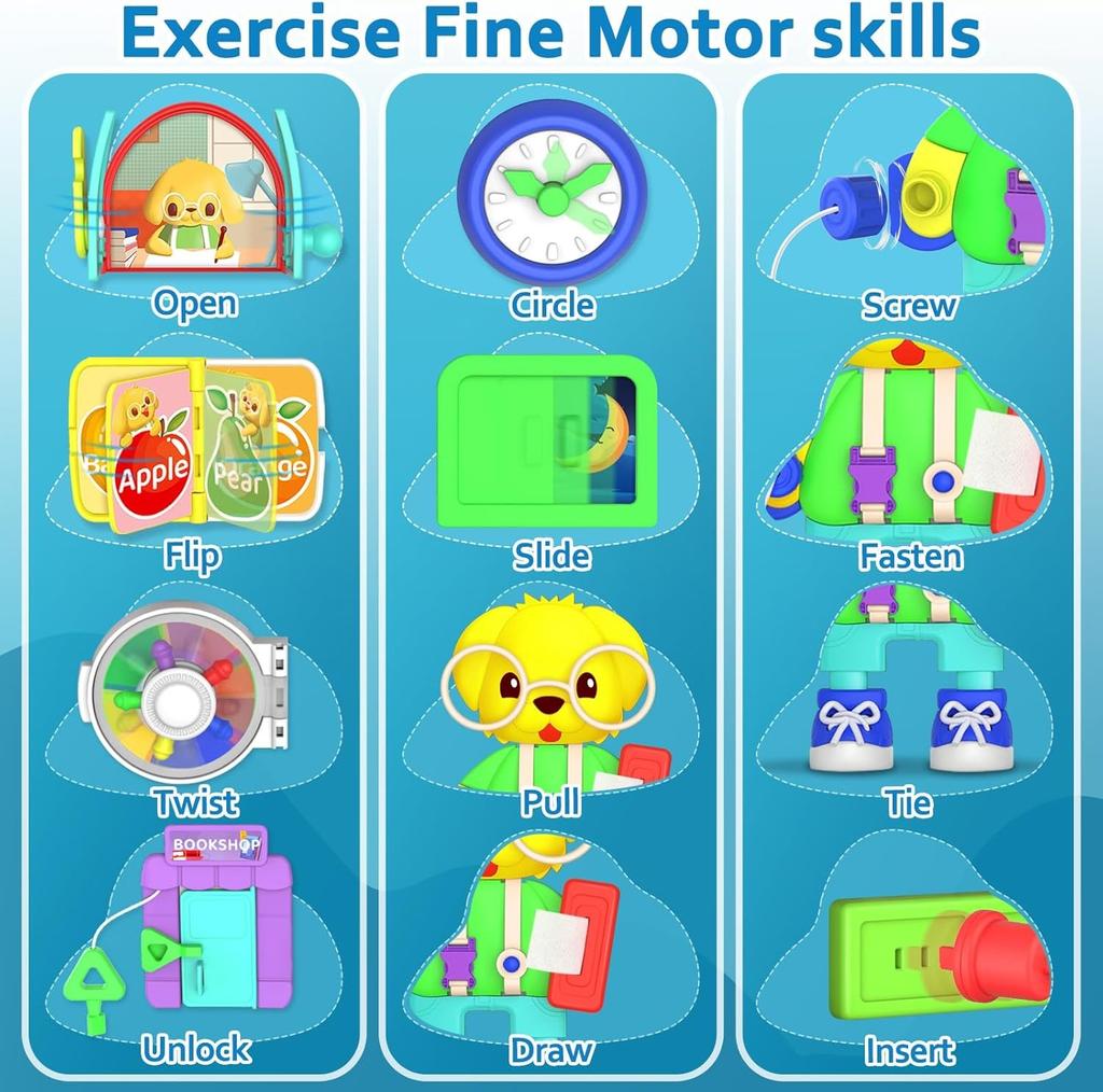 Toddler Toys Musical Montessori Busy Board Early Educational Toy for Toddlers 1-3 Motor Skills Developmental Toy for Boy Girl