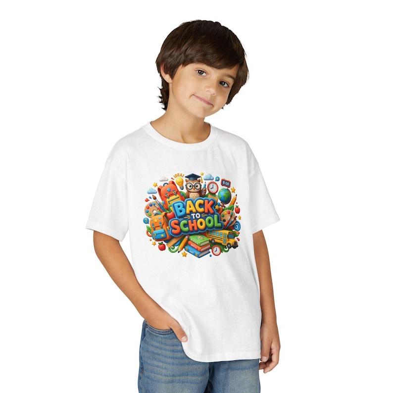 KidsCo Premium Fashion - Back to School Kids T-Shirt | Colorful School Supplies Design 100