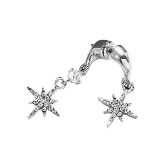 1 Paire Boucles d'Oreilles Femme Double Étoile à Huit Branches Pendentif Strass Incrusté Boucle d'Oreille à Tige Design Boucles d'Oreilles Pendantes Bijoux Cadeau